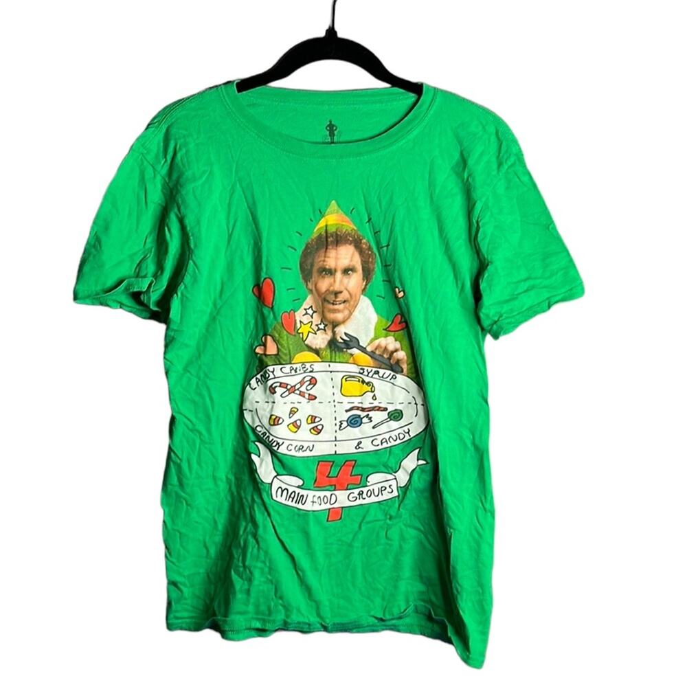 Unisex Kids Elf Green Graphic Short Sleeve Crewneck Tee Shirt Medium